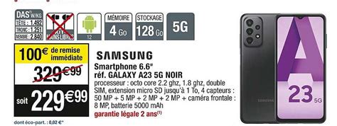 Promo Smartphone 6 6 Samsung Galaxy A23 5g Noir Chez Cora ICatalogue Fr