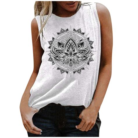 Vbarhmqrt Tank Tops For Women Cropped Womens Sexy Casual Summer Fun Pattern Print Fashion