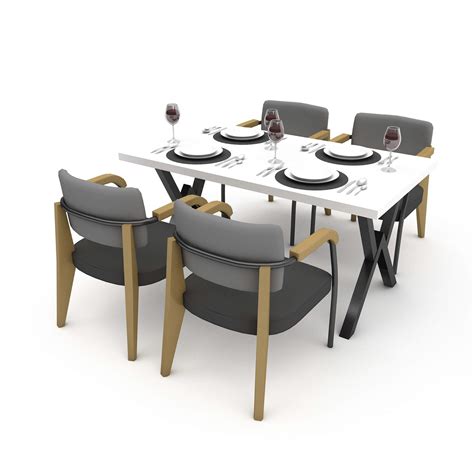 Dining Table 001 3d Model By Nvere