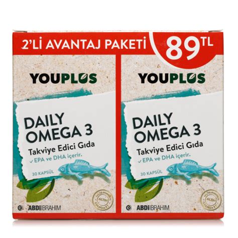 Youplus Daily Omega 3 Takviye Edici Gıda 2x30 Kapsül Dermoeczanem