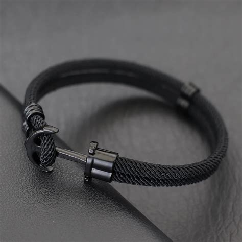 Pulsera De Ancla De Estilo Marino Para Hombres Brazalete De Cuerda De