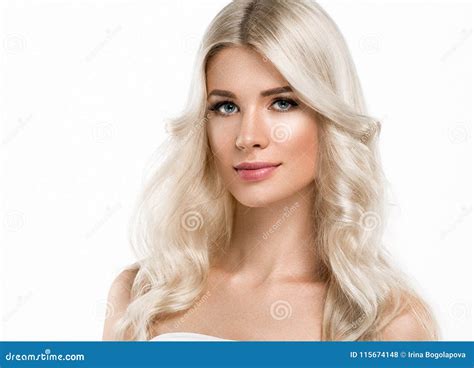 Blonde Woman Beautiful Portrait Cosmetic Concept Platinum Blond Hair