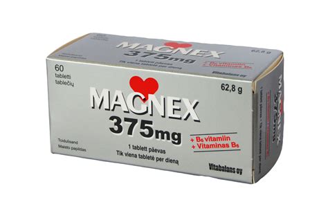 Vitabalans Magnex 375 mg vitaminas B6 60 tablečių kainos nuo 6 39