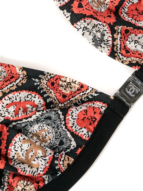 CHANEL Pre Owned CC Print Triangle Bikini Black FARFETCH UK
