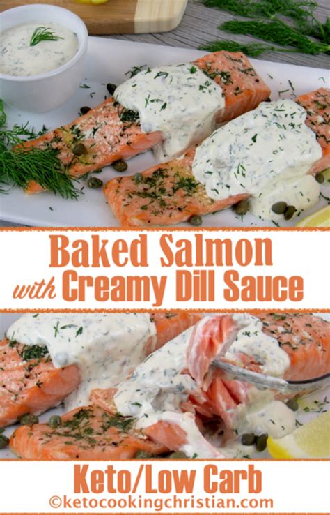 Baked Salmon With Creamy Dill Sauce Keto And Low Carb This Salmon Is