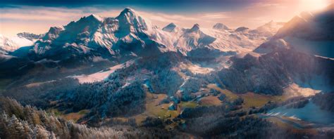 Swiss Alps Wallpaper K Winterscape Snow Mountains