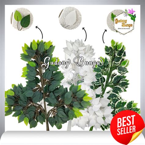 Jual COD 1 LUSIN 12 Pcs DAUN BERINGIN LATEX DEKORASI MURAH ARTIFICIAL