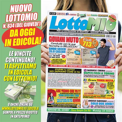 Nuovo Lottomio N 834 Da Oggi In Tutte Le Edicole Muto Fa Ancora BOOM