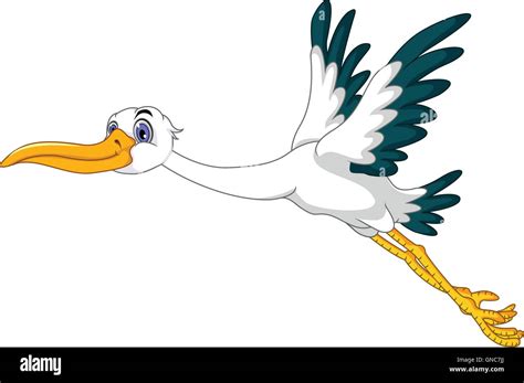 Cute dibujos animados de cigüeña volando Imagen Vector de stock Alamy