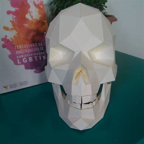 Skull Paper Craft Paper Objet Realistic Low Poly 3d Polygon Sculpture