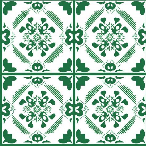 Download Green and White Tile Pattern with Floral Designs Patterns ...