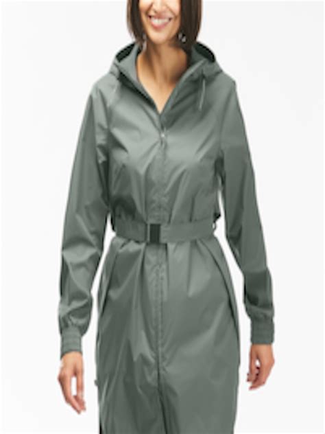 Buy Quechua By Decathlon Women Green Knee Length Waterproof Rain Jacket