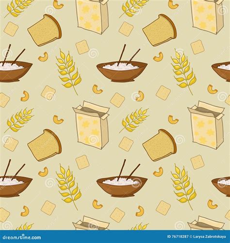 Seamless Pattern With Bread Stock Vector Illustration Of Design