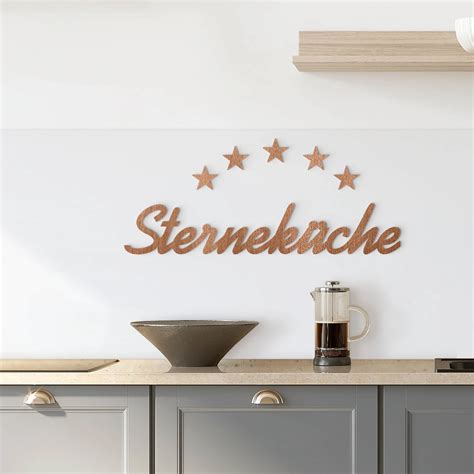 Holz Deko 3D Schriftzug Sterneküche Mahagoni wall art de