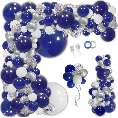 Julliz 145pcs Navy Blue Silver Balloons Garland Kit Royal