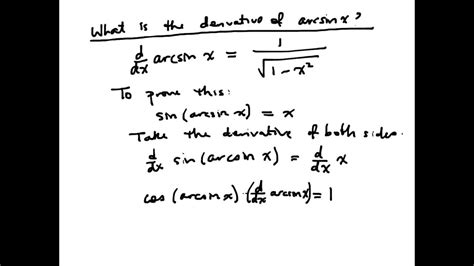 Inverse Trig Derivatives Youtube