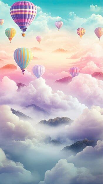 Premium Ai Image Whimsical Colorful Hot Air Balloons Rising Above The