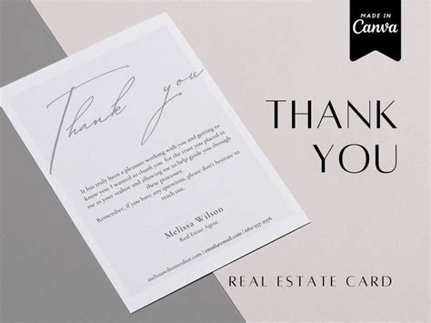 Thank You Card Template For Real Estate Realtor Thank You Card