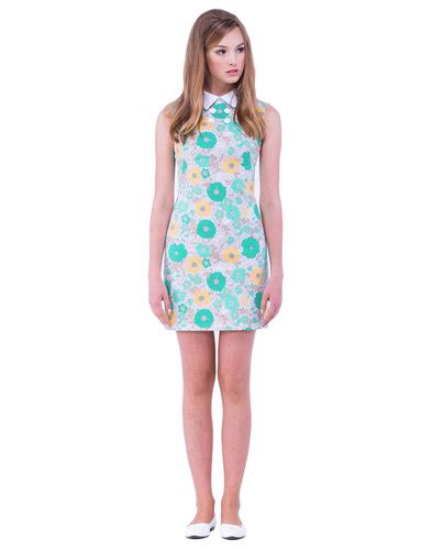 MARMALADE Retro 1960s Mod Floral Patterned Collared Mini Dress