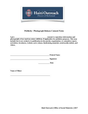 Fillable Online Publicity Photograph Release Consent Form Fax Email