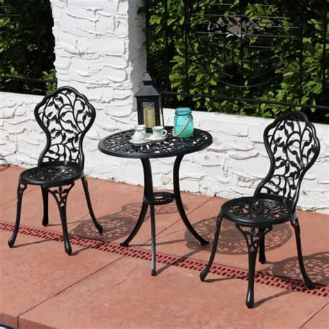 Sunnydaze Cast Aluminum Piece Patio Bistro Set Black Qfc