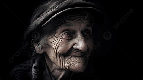 An Old Woman With A Black Background Smiling Pictures Of Old Women