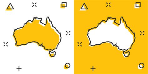 Cartoon Colored Australia Map Icon In Comic Style Australia Sign
