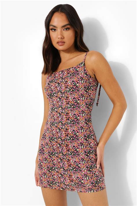 Womens Ditsy Floral Tie Strap Mini Dress Boohoo Uk