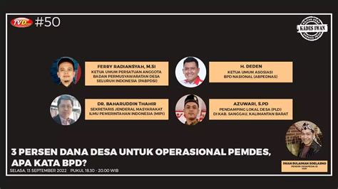 Persen Dana Desa Untuk Operasional Pemdes Apa Kata Bpd Desapedia