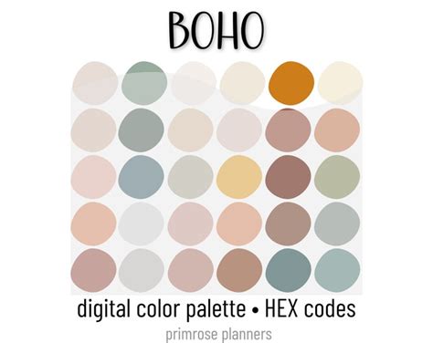 Boho Digital Color Palette Color Chart Goodnotes Tool Etsy