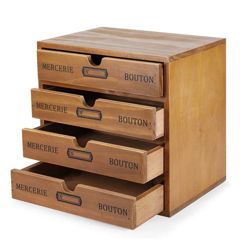 Wooden Desktop Office Supplies Organizer With Storage Drawers Set