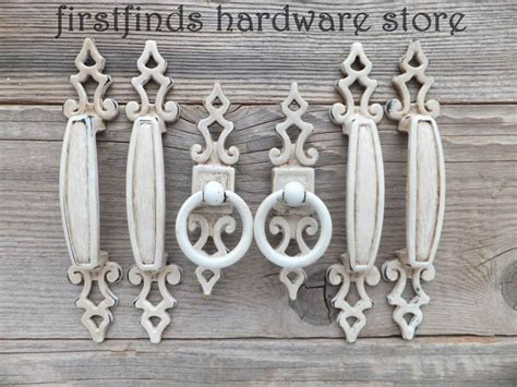 Sets Of 2 White Kitchen Pantry Handles Shabby Chic Door Pull Etsy