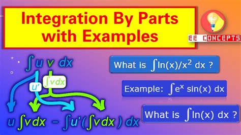 Integration By Parts Examples Of Integration By Parts Youtube