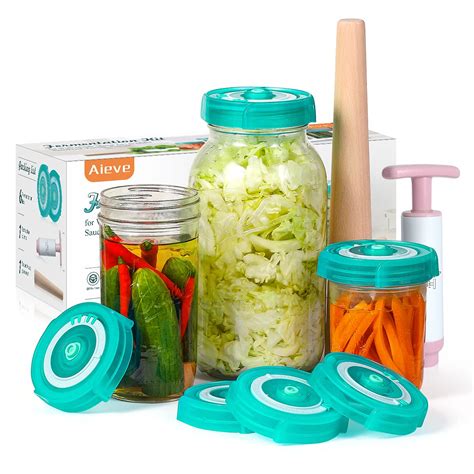 Mason Jar Fermentation Lids Weights And Pump Full Kit Of 4 Airlock