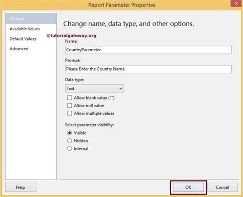 SSRS Report Parameters