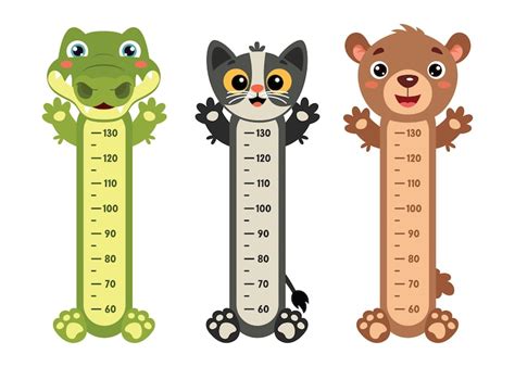 Premium Vector | Height chart with cartoon animals