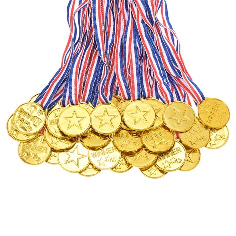 100 Packs Childrens Gold Plastic Winner Medals Kids 59 Off