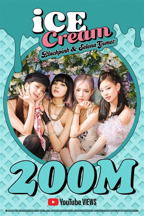 200908 Blackpink Ice Cream Mv Hits 200 Million Views On Youtube Official Poster Rblackpink