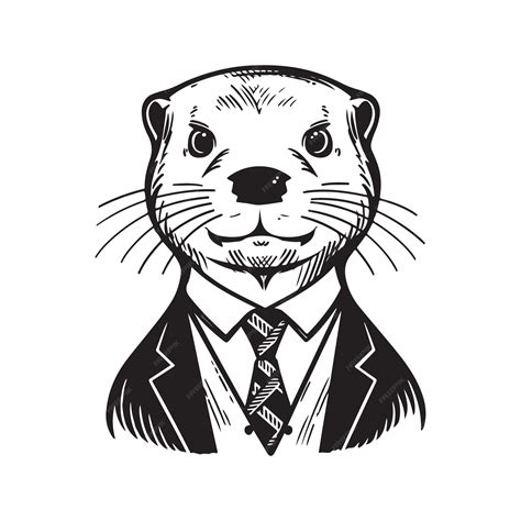 Premium Vector Otter With Suit And Tie Vector Concept Digital Art