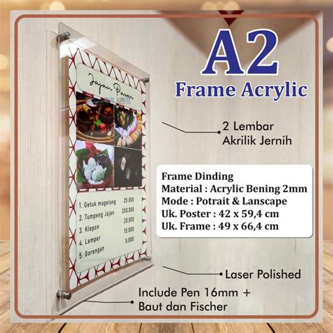 Jual Frame Bingkai Akrilik Display Poster Acrylic Dinding Ukuran