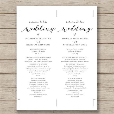 Free Downloadable Wedding Program Templates