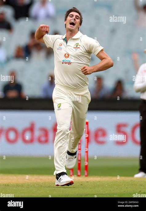 Australia S Pat Cummins Celebrates After Taking The Wicket Of India S