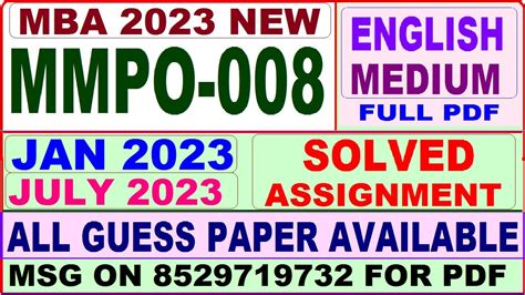 Mmpo Solved Assignment Mmpo Solved Assignment In