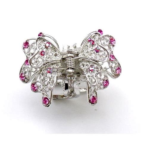 Pince Crabe Cheveux Papillon M Tal Et Strass Rose Rc