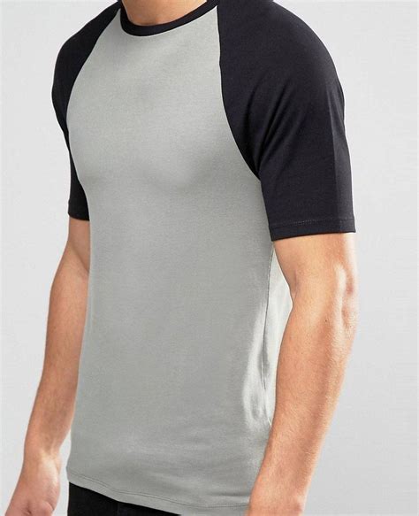 Muscle T Shirt With Contrast Raglan Sleeves In Greenblack