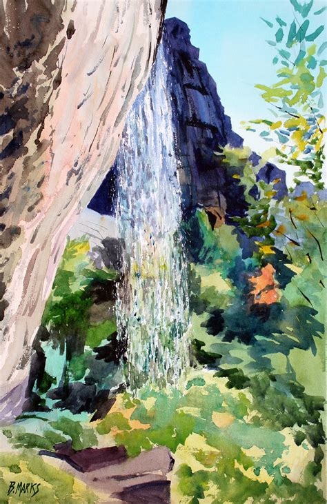 Waterfall Near Emerald Pools - Bernard Marks Fine Art