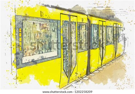 Watercolor Sketch Illustration Metro Berlin Germany Stock Illustration 1202258209 | Shutterstock