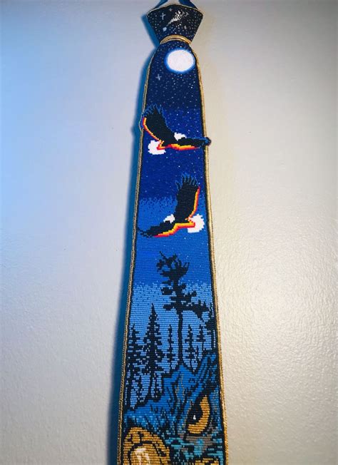 Eagles In The Night Beaded Necktie Beaded Jewelry Patterns Native