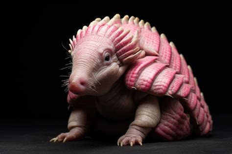 Premium Photo Pink Fairy Armadillo On Black Background