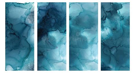 Alcohol Ink Texture Abstract Hand Painted Blue Background Stock